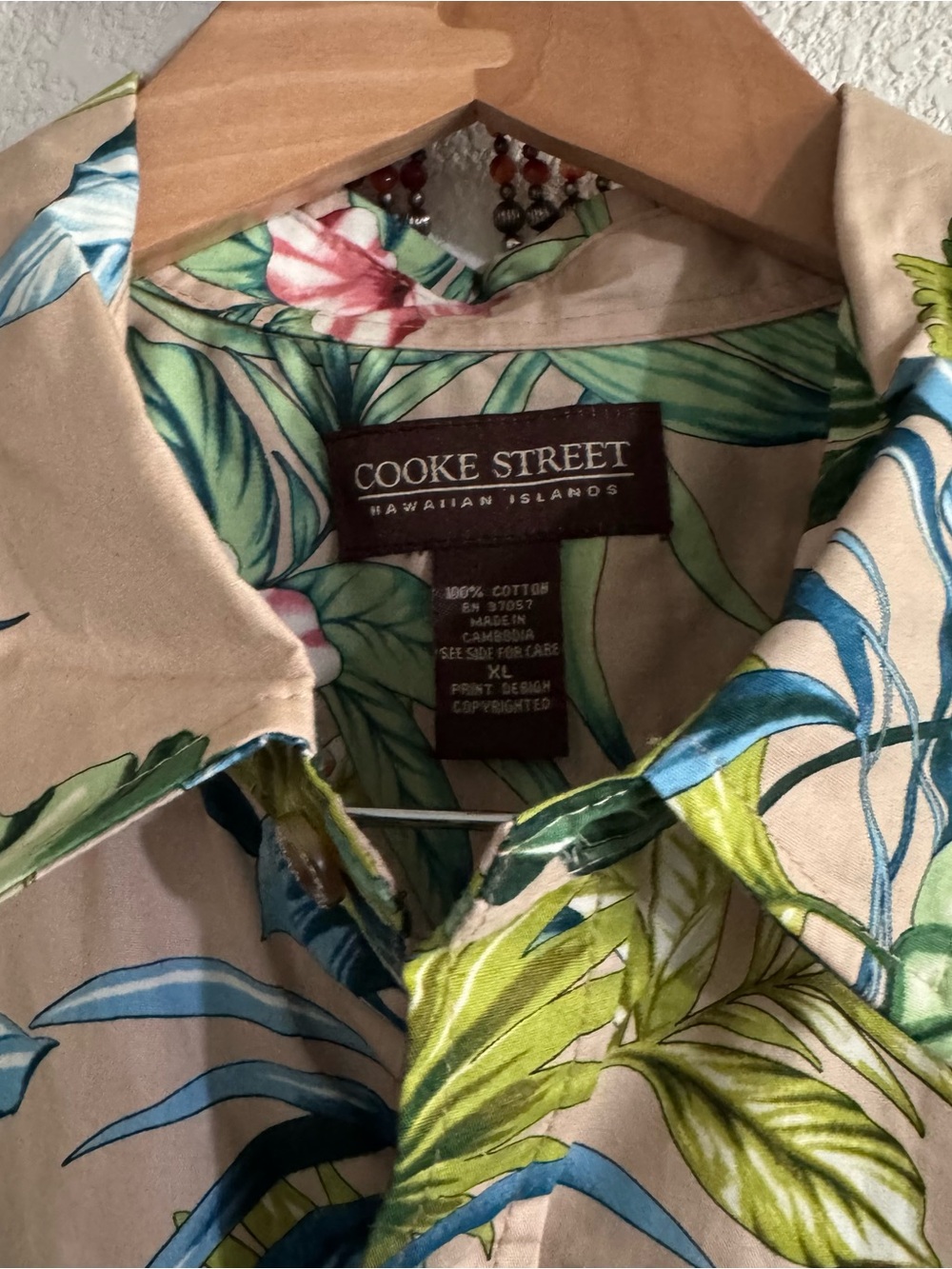 Cooke Street short Sleeve Aloha Hawaiian 100% cotton Floral Tan button up XL - Picture 2 of 8